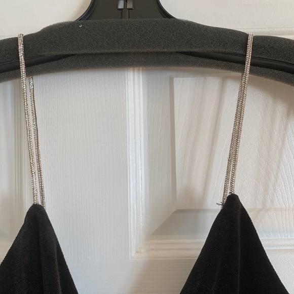 ZARA Velvet low cut, ruching, High slit dress, Xs-Sm - Picture 5 of 8